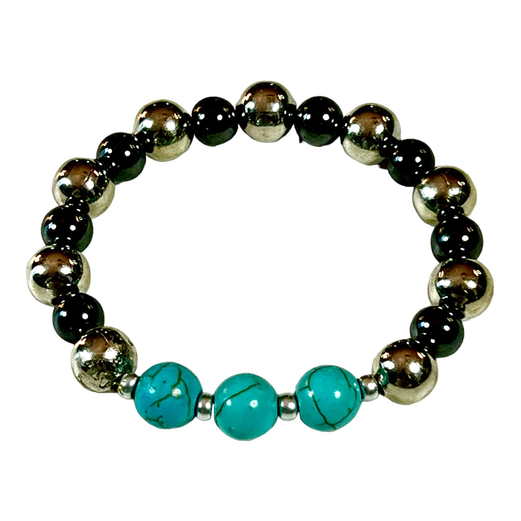 hematite and turquoise bracelet