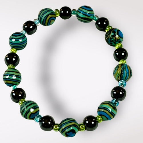 reconstituted turquoise and hematite bracelet