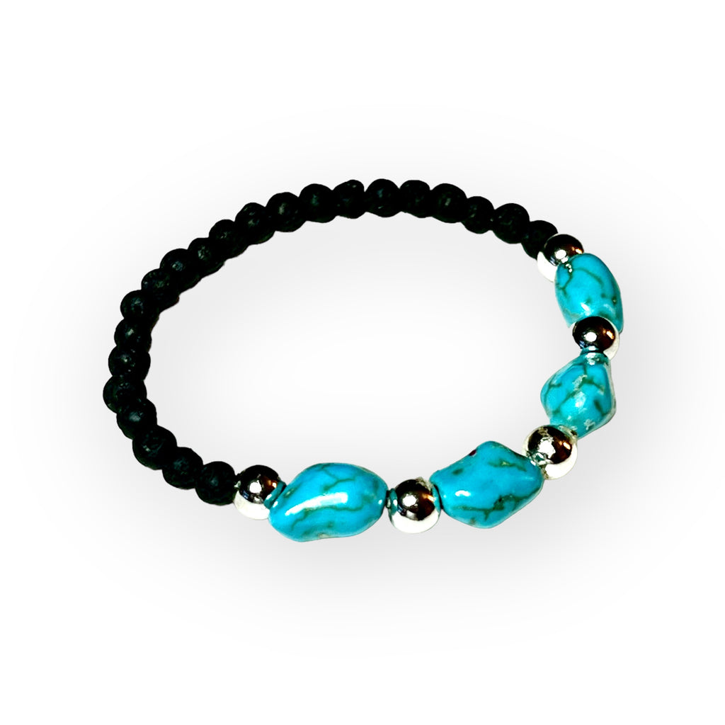 Healing Harmony: Delicate Lava Bead and Turquoise Bracelet