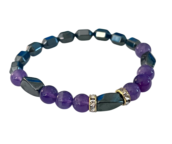amethyst and magnetic hematite bracelet
