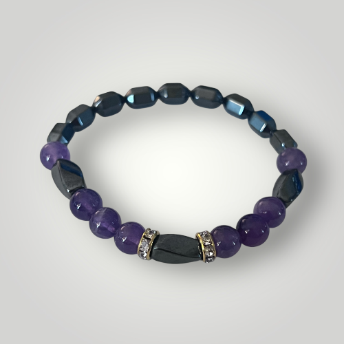 amethyst and magnetic hematite bracelet