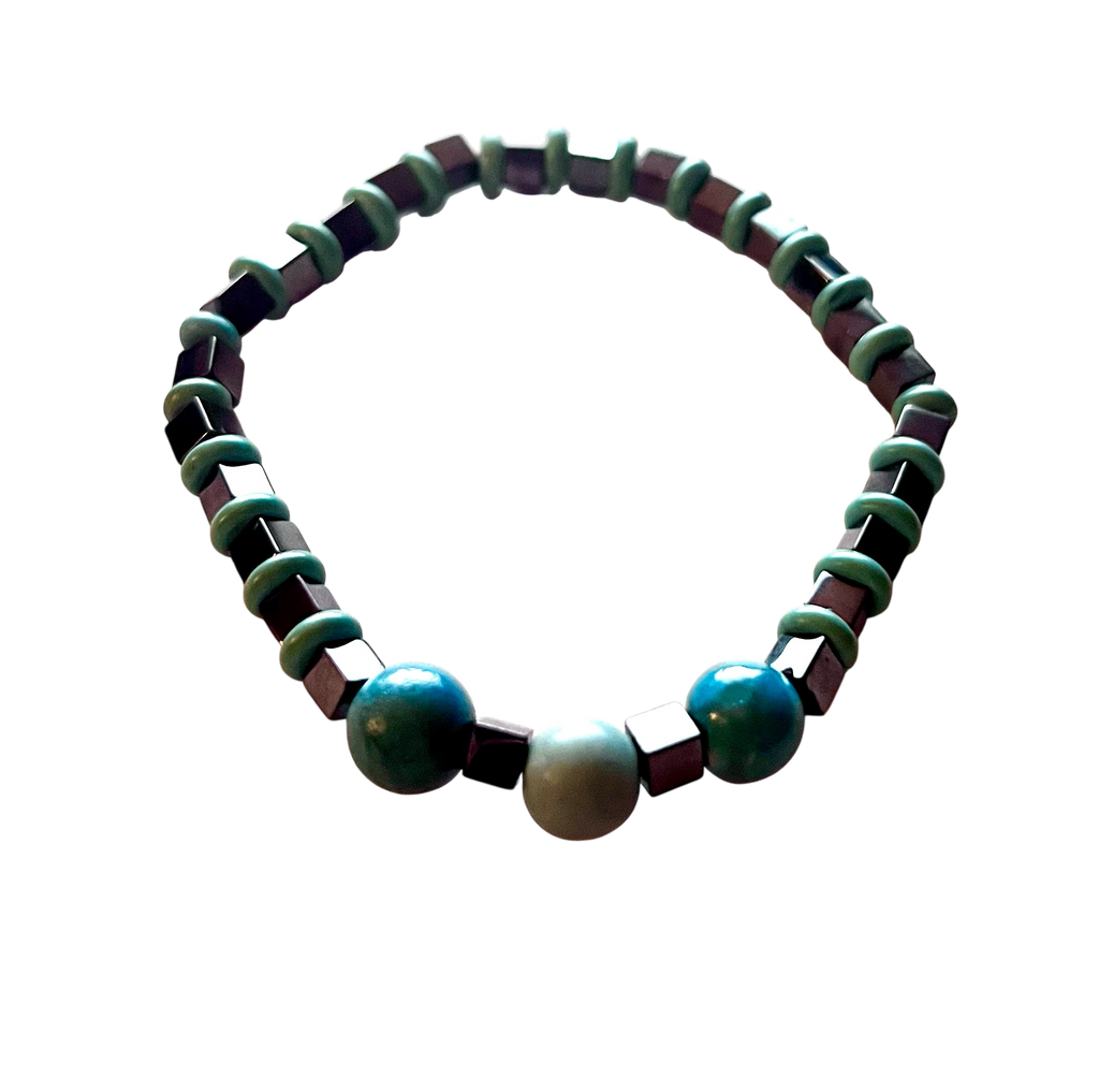 hematite and turquoise bracelet