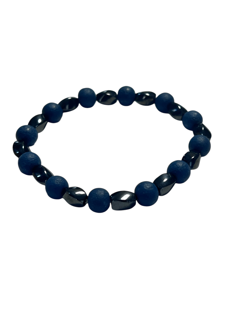 magnetic hematite and blue stone bracelet