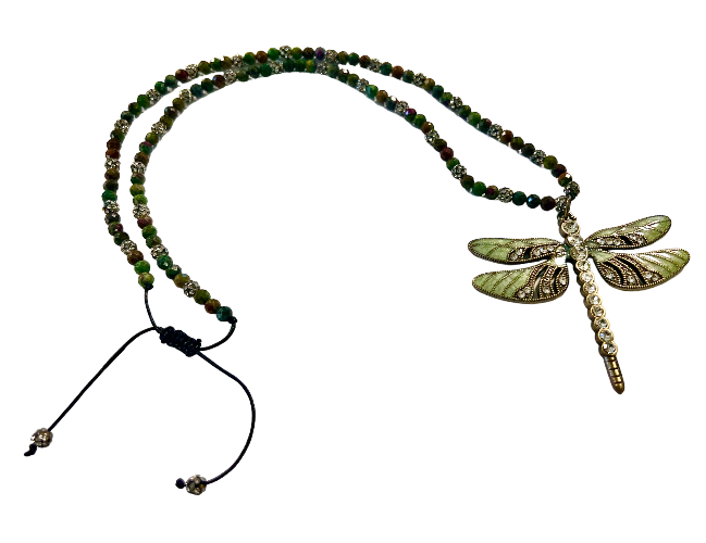 Ruby Fuchsite and Dragonfly Adjustable Necklace