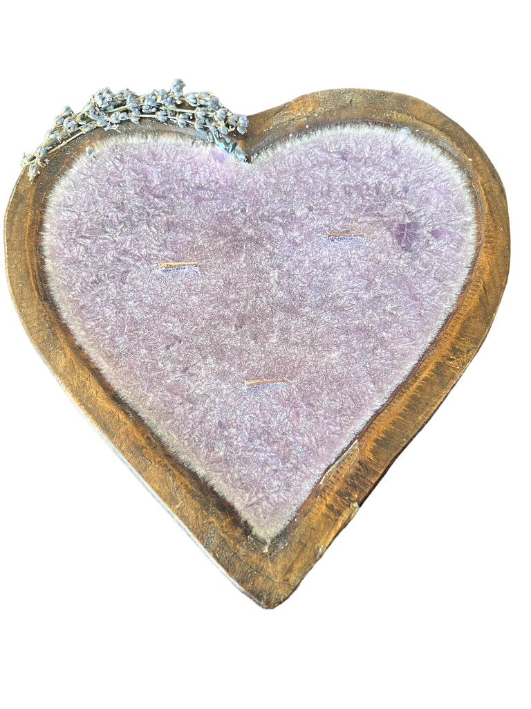 Heart Shaped Wooden Dough Bowl Candle