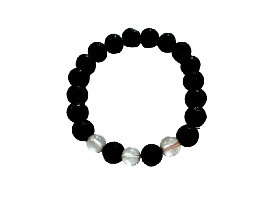 lava bead and clear quartz bracelet