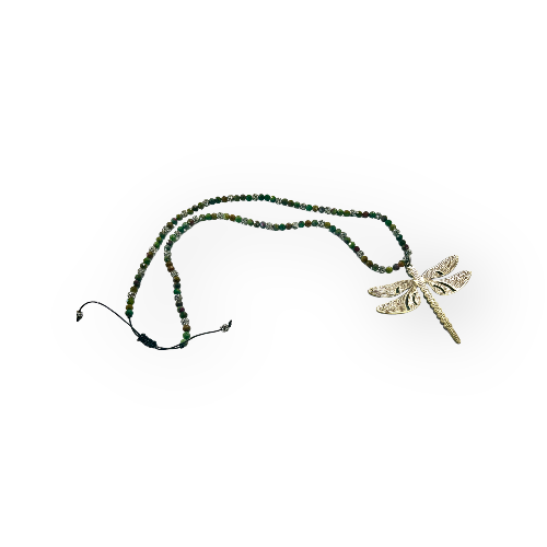 Ruby Fuchsite and Dragonfly Adjustable Necklace