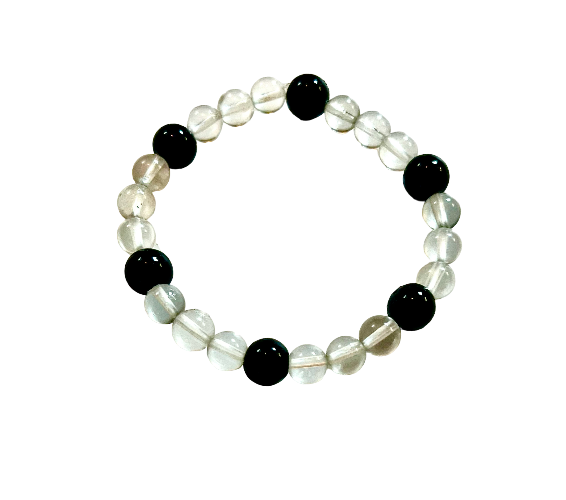 ckear quartz and black obsidian bracelet