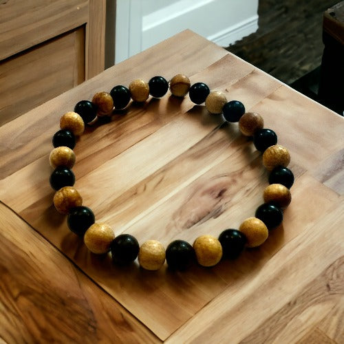 Shungite and Palo Santo Stretch Bracelet