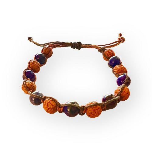 Lapis Lazuli and Rudraksha Adjustable Bracelet
