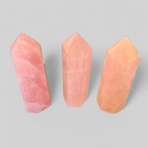 single terminated rose quartz crystal