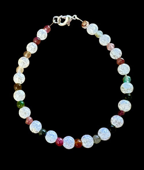 Crackle Quartz and Agate Bracelet