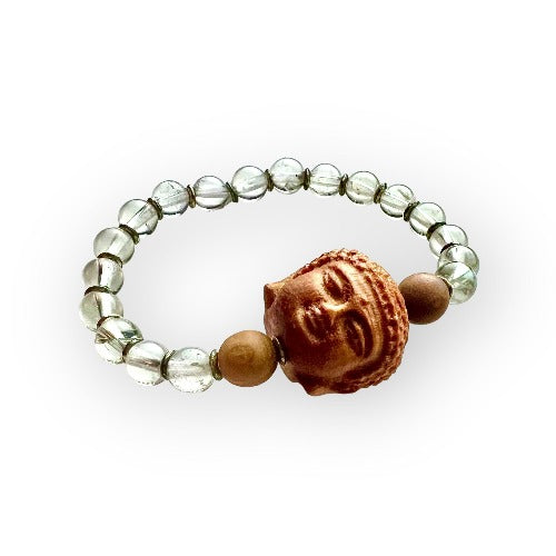 Clear Quartz, Sandalwood and Buddha Bracelet