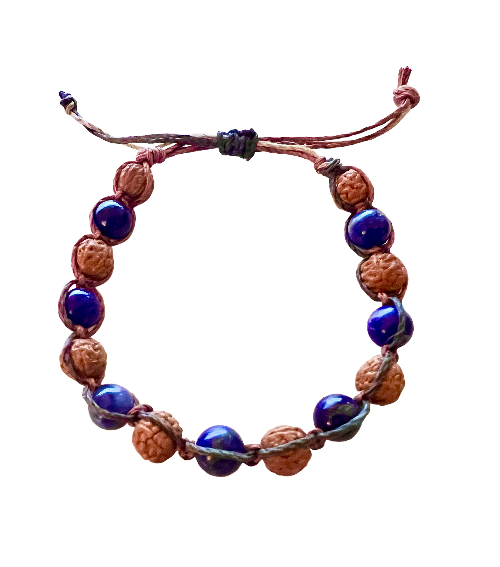 Lapis Lazuli and Rudraksha Adjustable Bracelet