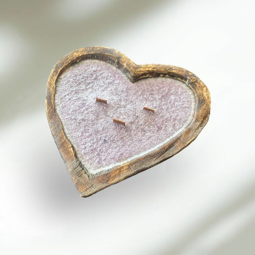 wood heart candle