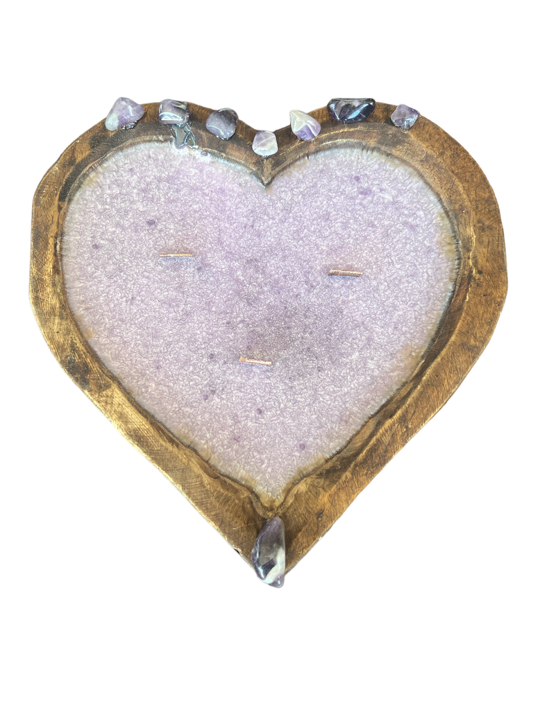 Heart Shaped Wooden Dough Bowl Candle