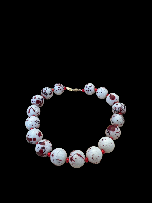 red and white bracelet