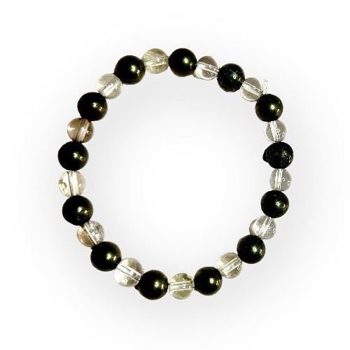 pyrite and clear quartz bracelet