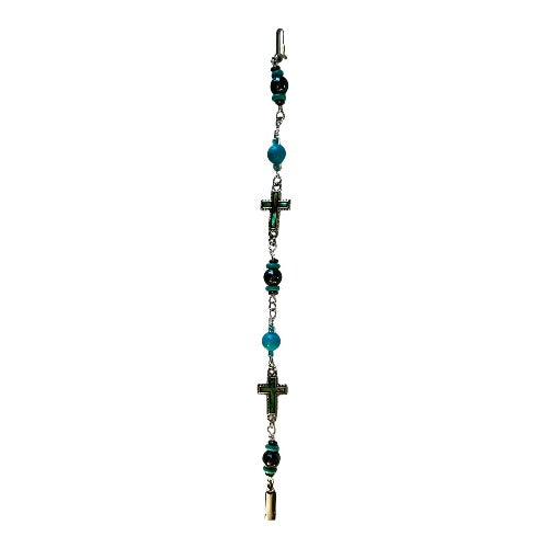 cross with hematite and Turquoise bracelet