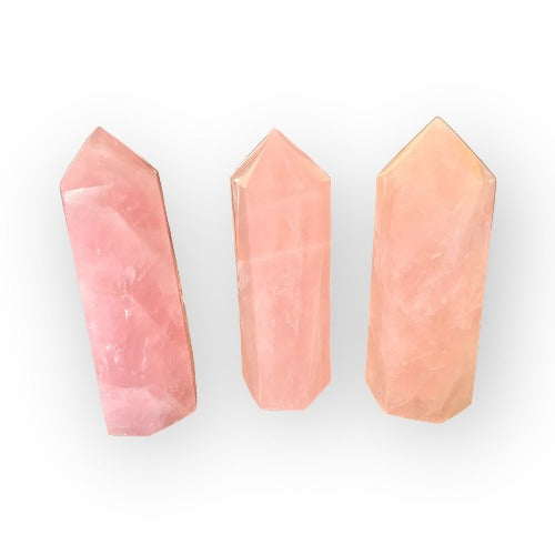 single terminated rose quartz crystal