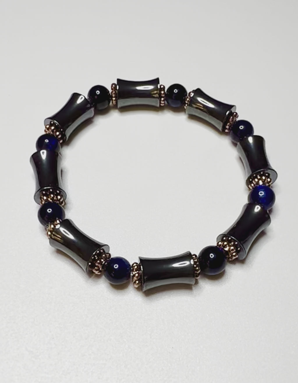 hematite and blue tiger eye bracelet