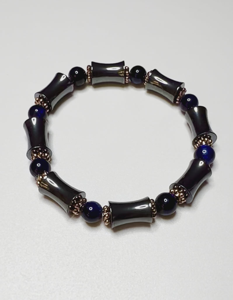 hematite and blue tiger eye bracelet