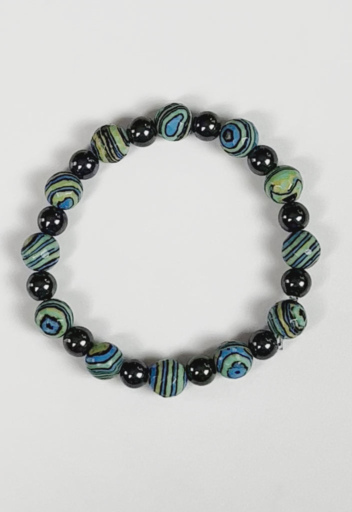reconstituted turquoise and hematite bracelet
