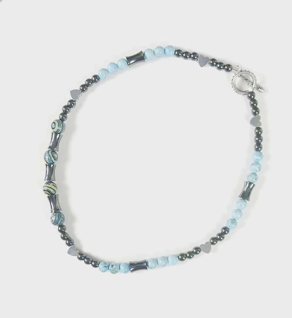 turquoise and hematite necklace