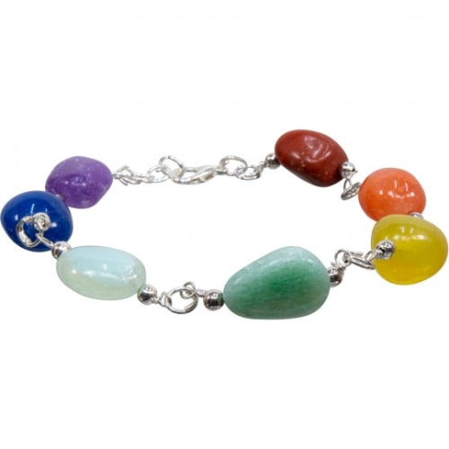 7 Chakras Tumbled Stone Bracelet With Clasp