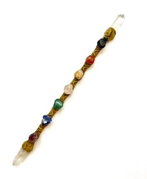 7 Chakra Healing Wand With Two Quartz Points