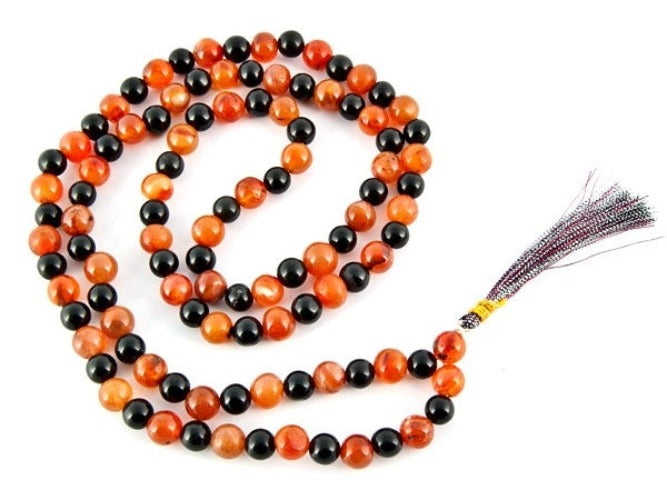 Black Agate and Carnelian Prayer Mala