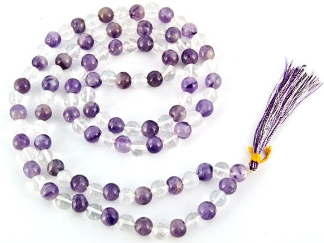 Crystal Quartz and Amethyst Prayer Mala