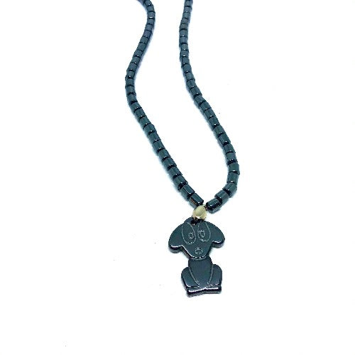 Hematite Dog Clasp Necklace