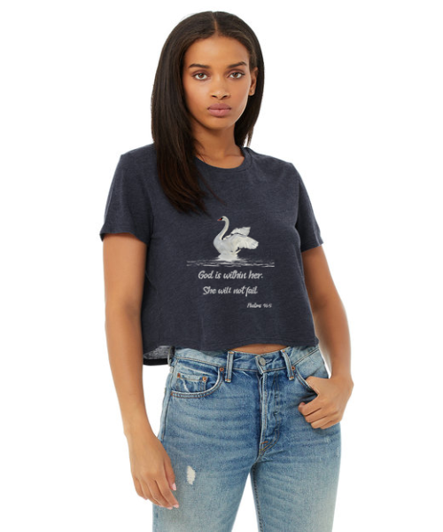 Ladies Navy Cropped Tee