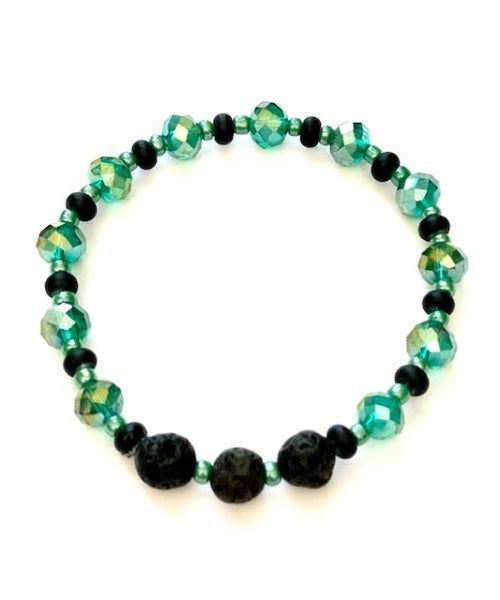 Green Lava Bead Stretch Bracelet