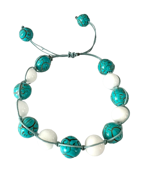 turquoise and white jade bracelet