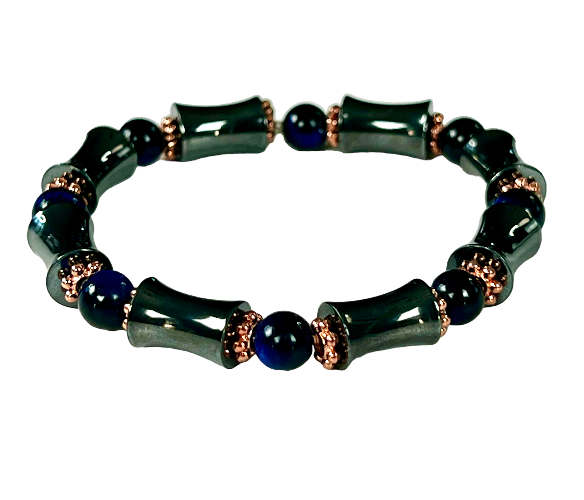 hematite and blue tiger eye bracelet