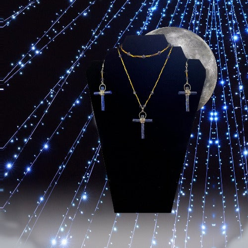 Tanzanite & Lapis Necklace, Bracelet & Earring Set