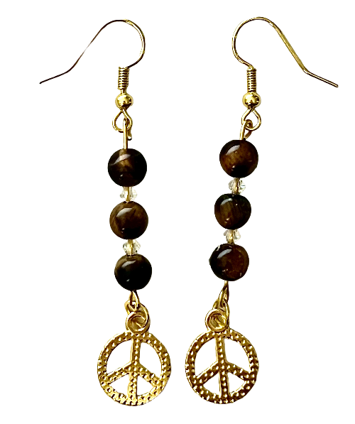 tiger eye peace earrings