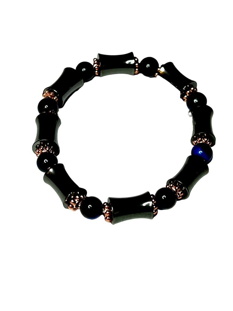 hematite and blue tiger eye bracelet