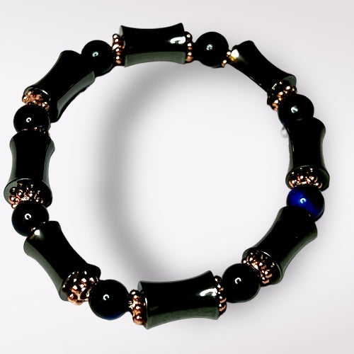 hematite and blue tiger eye bracelet