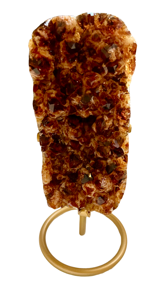 citrine druze on gold stand