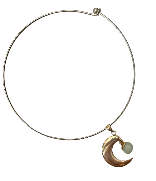 aquamarine and moon bangle bracelet