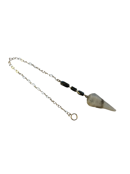 Rainbow Moonstone and Hematite Pendulum