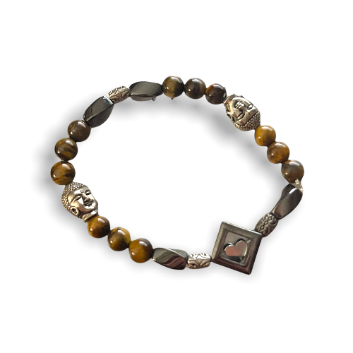 Magnetic Hematite And Tiger Eye Stretch Bracelet