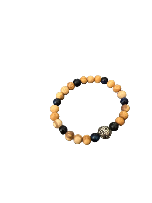 Palo Santo and Blue Tiger Eye Bracelet