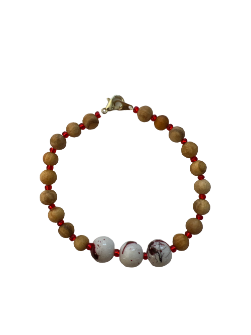 palo santo and three bead bracelet