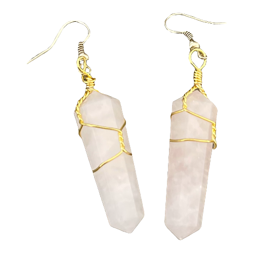 Rose Quartz Double Terminated Earrings
