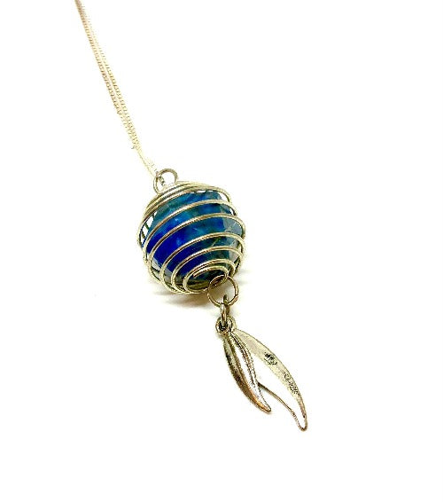 Lapis Lazuli Stone Caged Necklace