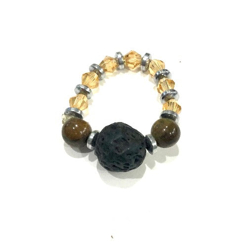 Lava and Citrine Beaded Ring